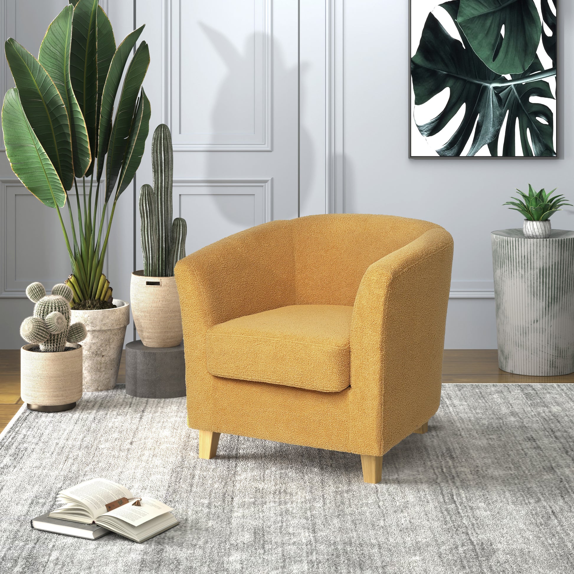 Cortina Fabric Club Chair Mustard Yellow Primary Living Space Casual,Contemporary,Cute Birch Fabric