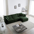 Free Combination Comfy Upholstery Modular Oversized L Shaped Sectional Sofa With Reversible Ottoman, Green Chenille Green Chenille 3 Seat
