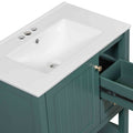 30Inch Transitional Style Bathroom Vanity Cabinet Combo With Ceramic Sink Green Bathroom Solid Wood Mdf