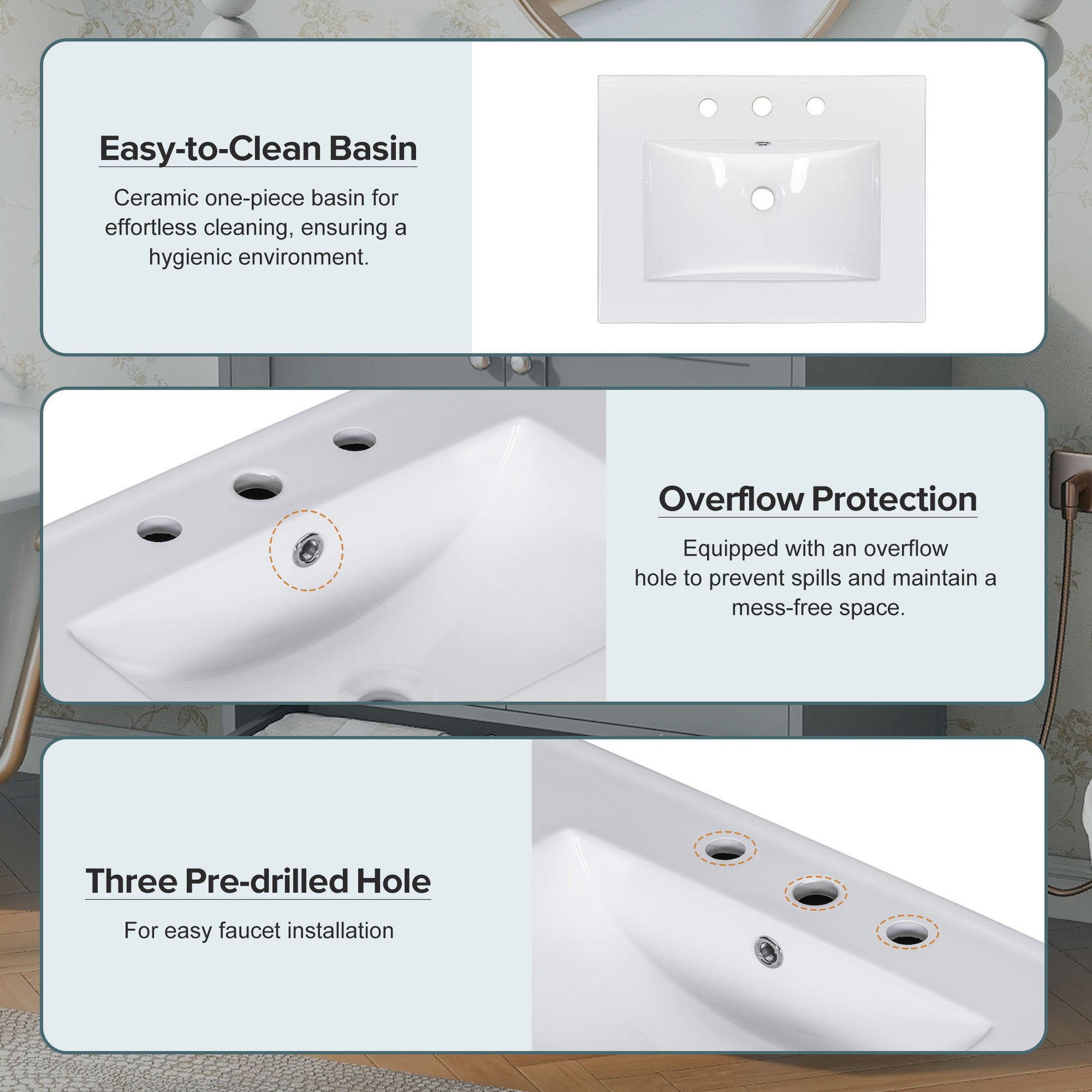 30" Premium Bathroom Vanity Set With Ceramic Sink And Large Storage Space Ideal For Small Bathrooms Blue Gray Bathroom Solid Wood Mdf