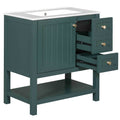 30Inch Transitional Style Bathroom Vanity Cabinet Combo With Ceramic Sink Green Bathroom Solid Wood Mdf