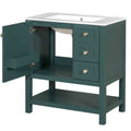 30Inch Transitional Style Bathroom Vanity Cabinet Combo With Ceramic Sink Green Bathroom Solid Wood Mdf