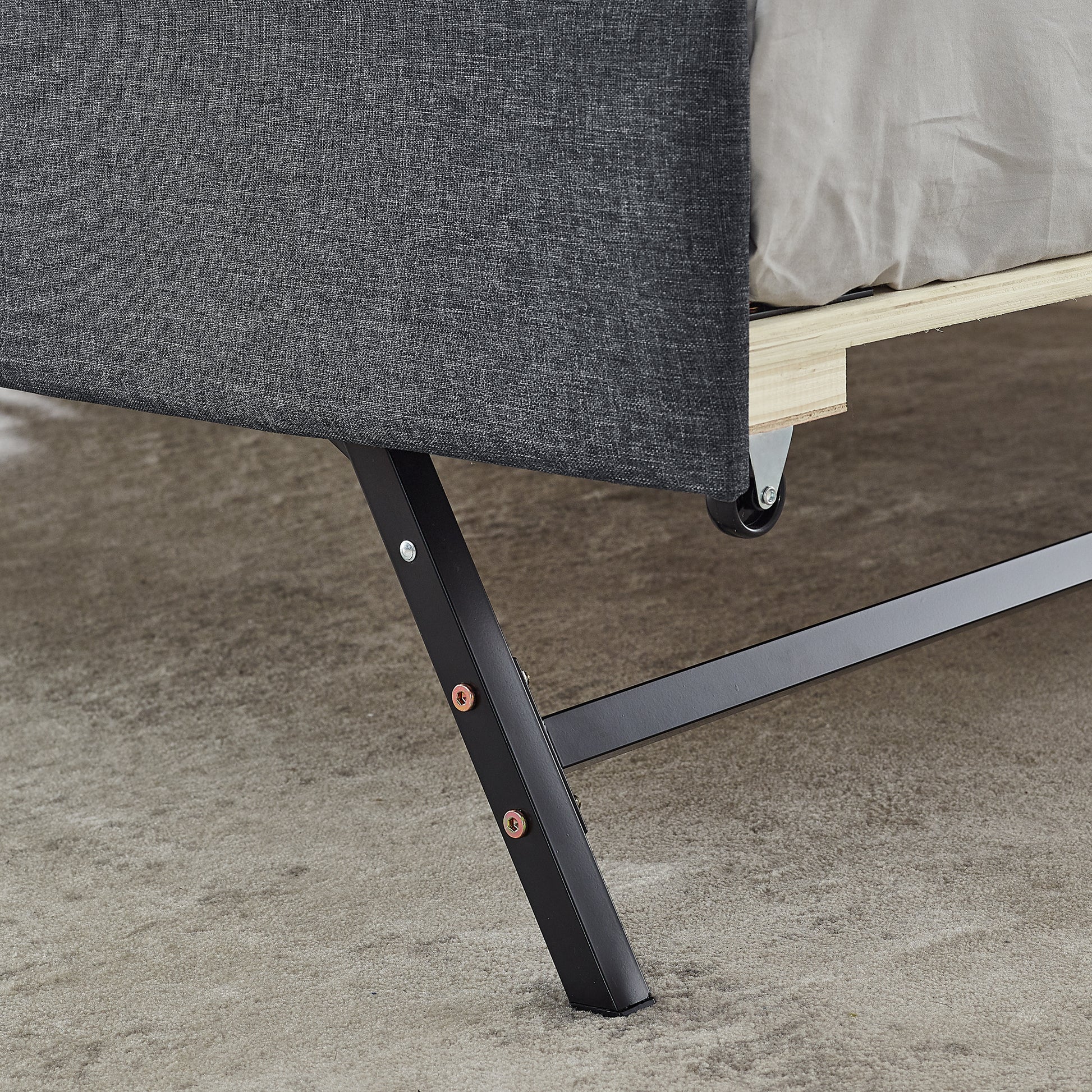 Twin Size Upholstery Daybed With Twin Size Erectable Trundle And Usb Charging Design, Linen Dark Gray Twin Dark Gray Linen