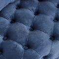 Velvet Upholstered Swivel Chair For Living Room, With Button Tufted Design And Movable Wheels, Including 3 Pillows, Blue Blue Foam