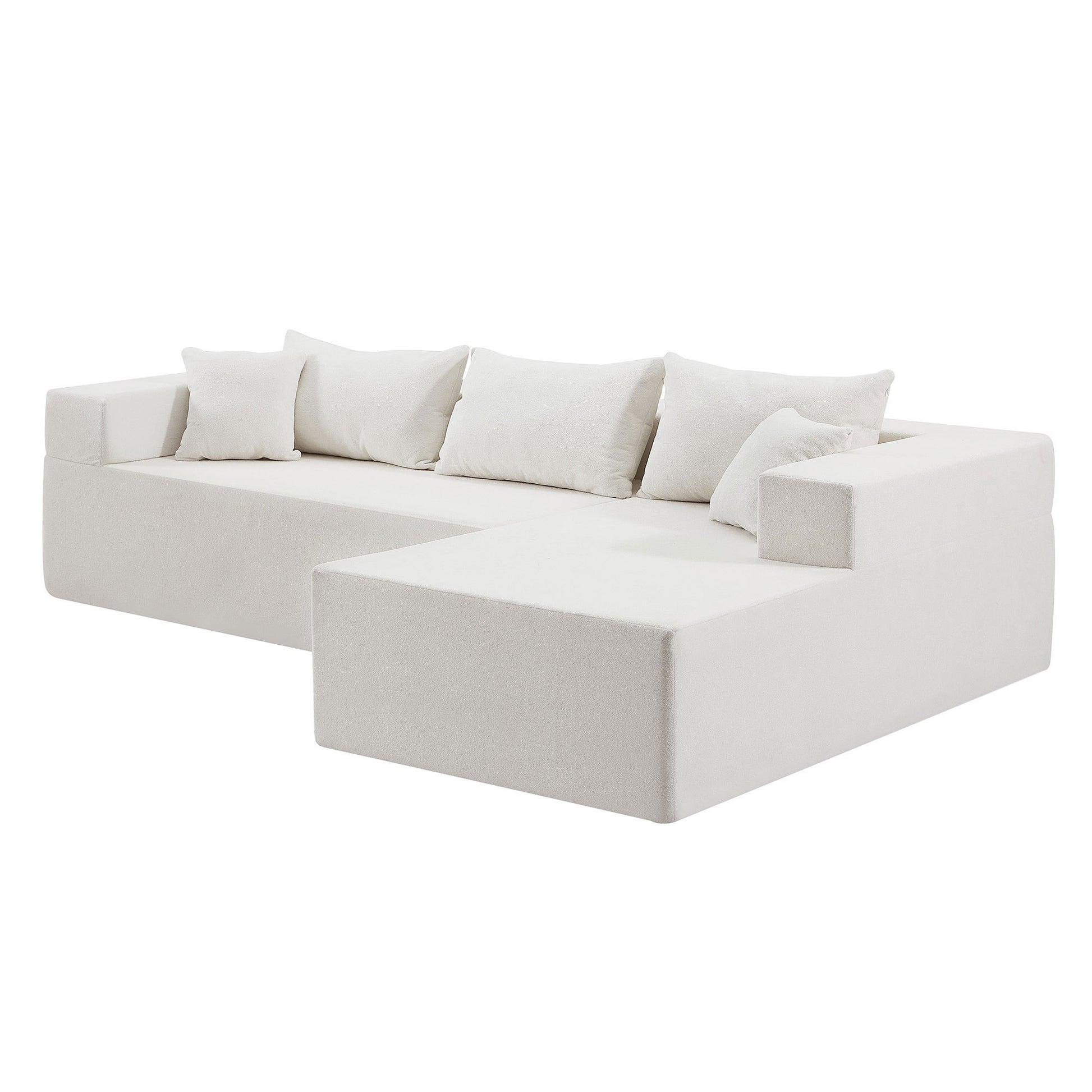 L Shape Modular Sectional Living Room Sofa Set Upholstered Sleeper Sofa For Living Room,16.53 Inch Cushion Heightening, 2 Pc Free Combination,Beige Beige Fabric 3 Seat