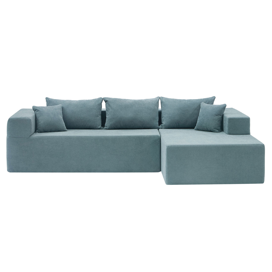 Modular Sectional Living Room Sofa Set Upholstered Sleeper Sofa For Living Room, Bedroom, Salon, 2 Pc Free Combination, L Shape Blue Lime Green Fabric 3 Seat
