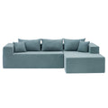Modular Sectional Living Room Sofa Set Upholstered Sleeper Sofa For Living Room, Bedroom, Salon, 2 Pc Free Combination, L Shape Blue Lime Green Fabric 3 Seat