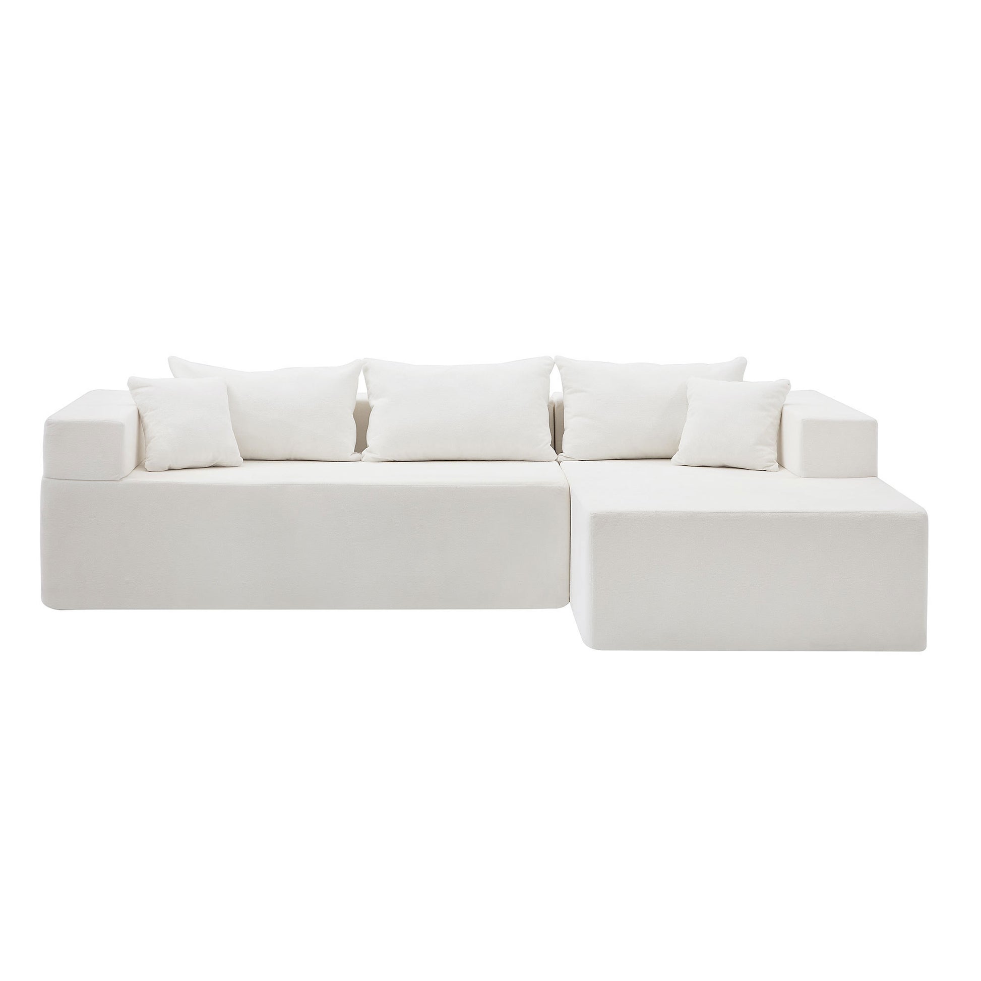 L Shape Modular Sectional Living Room Sofa Set Upholstered Sleeper Sofa For Living Room,16.53 Inch Cushion Heightening, 2 Pc Free Combination,Beige Beige Fabric 3 Seat