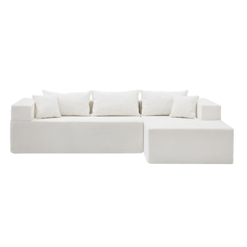 L Shape Modular Sectional Living Room Sofa Set Upholstered Sleeper Sofa For Living Room,16.53 Inch Cushion Heightening, 2 Pc Free Combination,Beige Beige Fabric 3 Seat