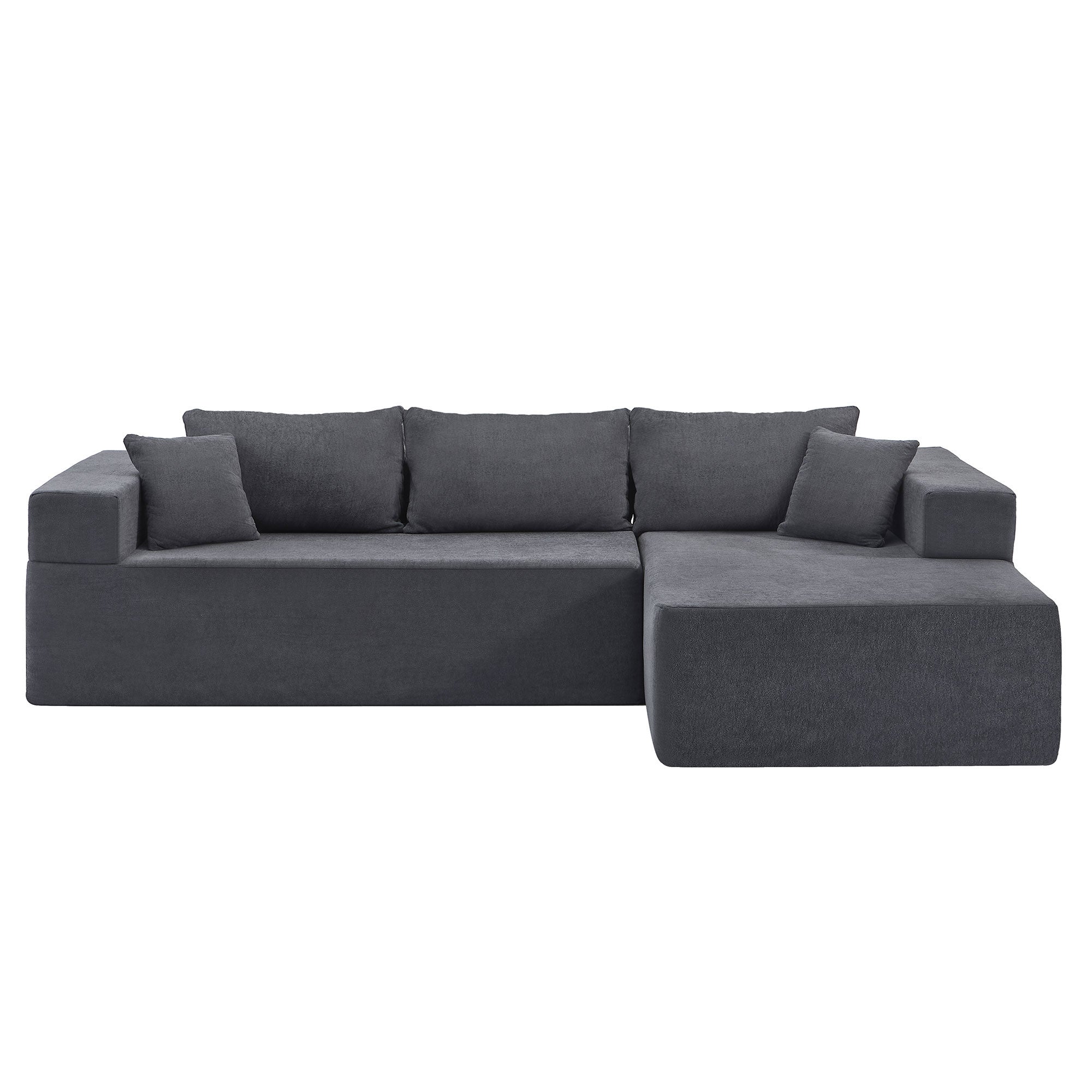 L Shape Modular Sectional Living Room Sofa Set Upholstered Sleeper Sofa For Living Room,16.53 Inch Cushion Heightening, 2 Pc Free Combination,Grey Grey Fabric 3 Seat