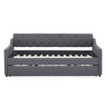 Twin Size Upholstery Daybed With Twin Size Erectable Trundle And Usb Charging Design, Linen Dark Gray Twin Dark Gray Linen