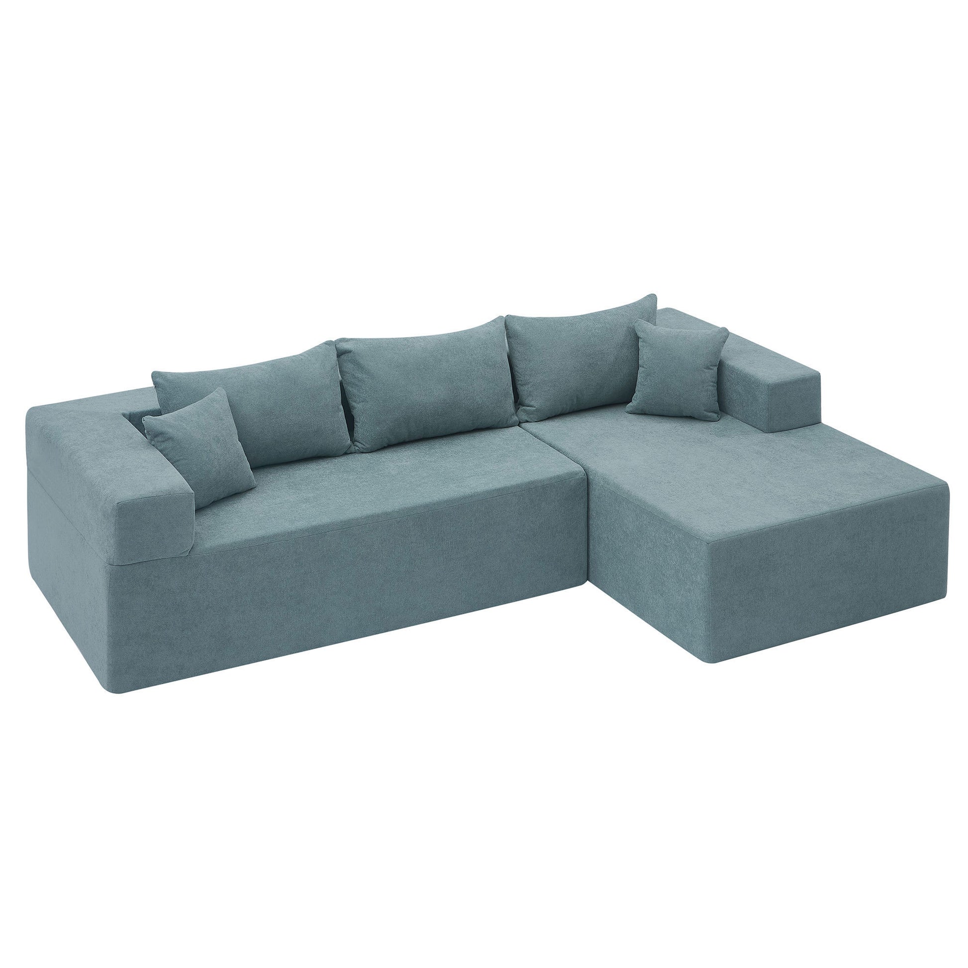 Modular Sectional Living Room Sofa Set Upholstered Sleeper Sofa For Living Room, Bedroom, Salon, 2 Pc Free Combination, L Shape Blue Lime Green Fabric 3 Seat