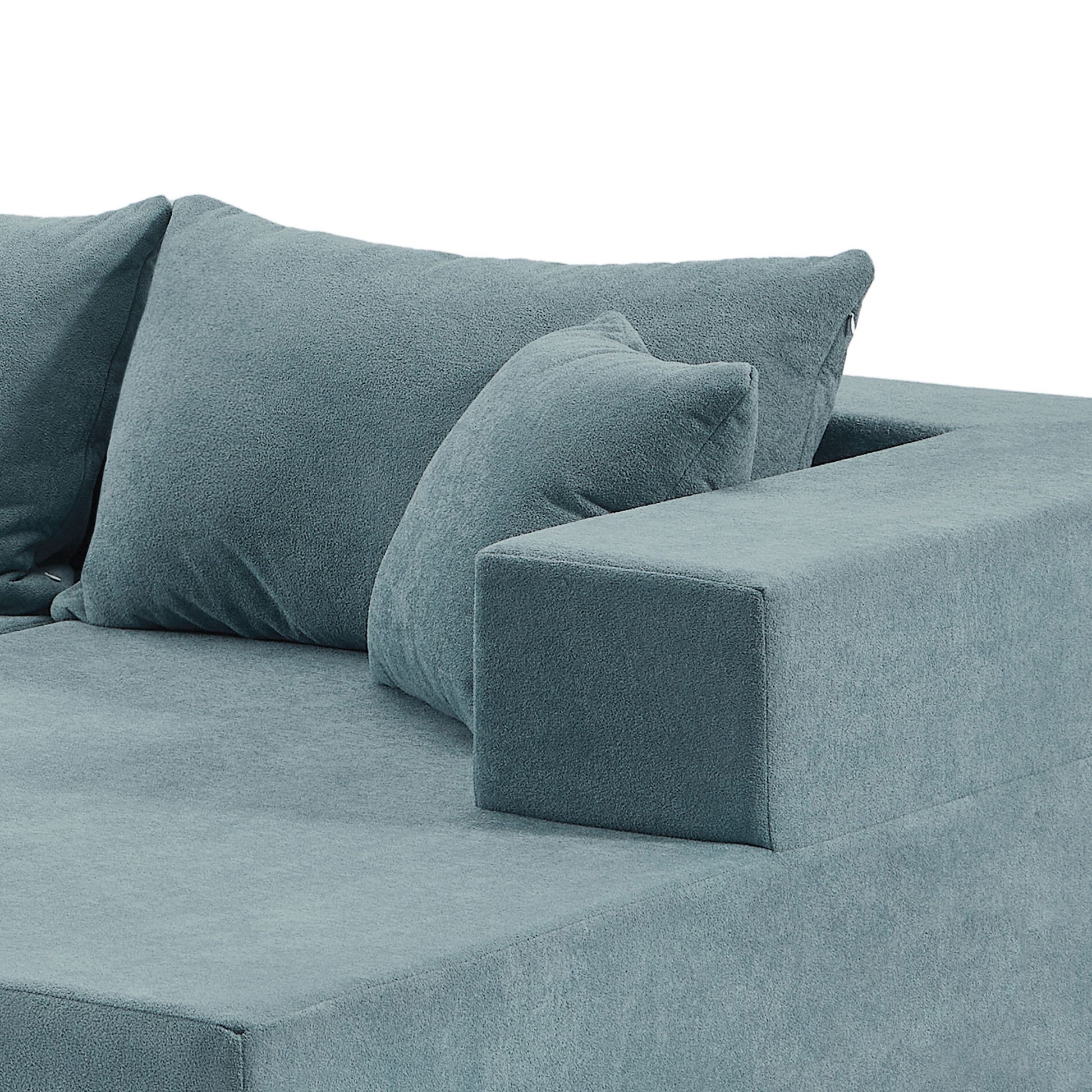 Modular Sectional Living Room Sofa Set Upholstered Sleeper Sofa For Living Room, Bedroom, Salon, 2 Pc Free Combination, L Shape Blue Lime Green Fabric 3 Seat