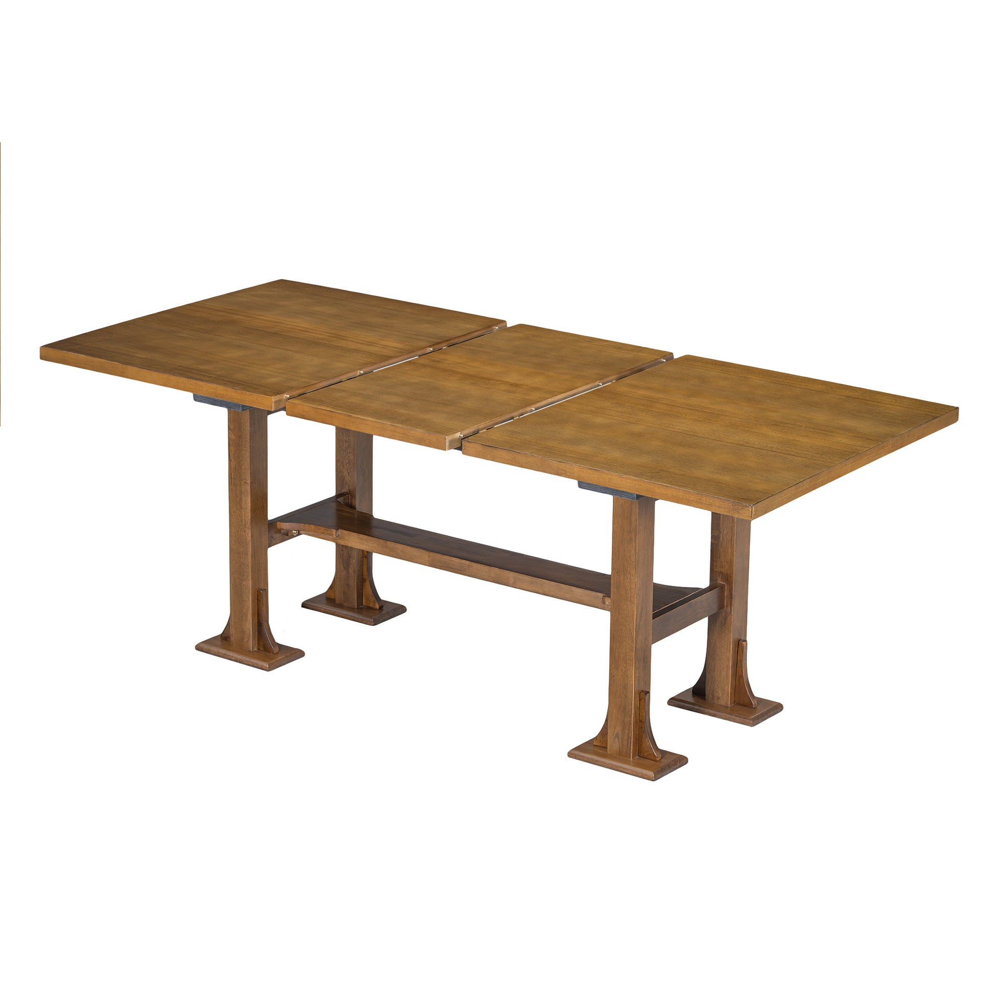 Farmhouse 76Inch 6 Piece Extendable Dining Table Set Trestle Kitchen Table Set With 18Inch Removable Leaf And Upholstered Dining Chair And Bench For Dining Room, Dark Brown Wood Dining Room