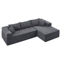 L Shape Modular Sectional Living Room Sofa Set Upholstered Sleeper Sofa For Living Room,16.53 Inch Cushion Heightening, 2 Pc Free Combination,Grey Grey Fabric 3 Seat