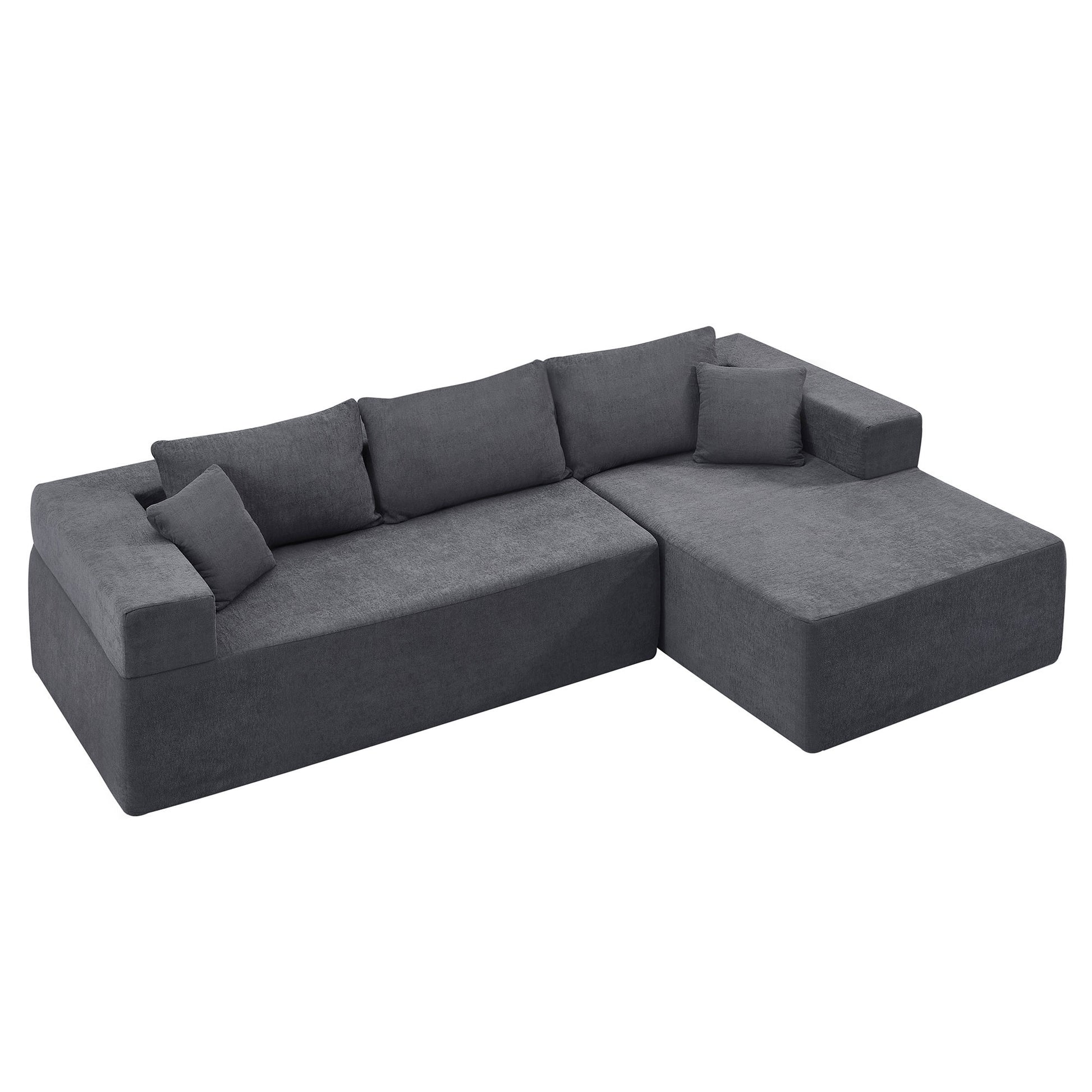 L Shape Modular Sectional Living Room Sofa Set Upholstered Sleeper Sofa For Living Room,16.53 Inch Cushion Heightening, 2 Pc Free Combination,Grey Grey Fabric 3 Seat