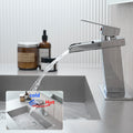 Sink Faucet With Deck Plate Waterfall Chrome Bathroom Faucets For Sink 1 Hole Or 3 Holes One Handle Faucets Bathroom Joystick Geometric One Chrome Side Sprayer Deck Mounted Cartridge Valve Single Hole Faucets Chrome Contemporary 1 Hole Faucets Ceramic
