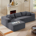 L Shape Modular Sectional Living Room Sofa Set Upholstered Sleeper Sofa For Living Room,16.53 Inch Cushion Heightening, 2 Pc Free Combination,Grey Grey Fabric 3 Seat