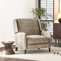 Oversized Textured Fabric Pushback Recliner Dark Beige And Dark Brown Beige Fabric