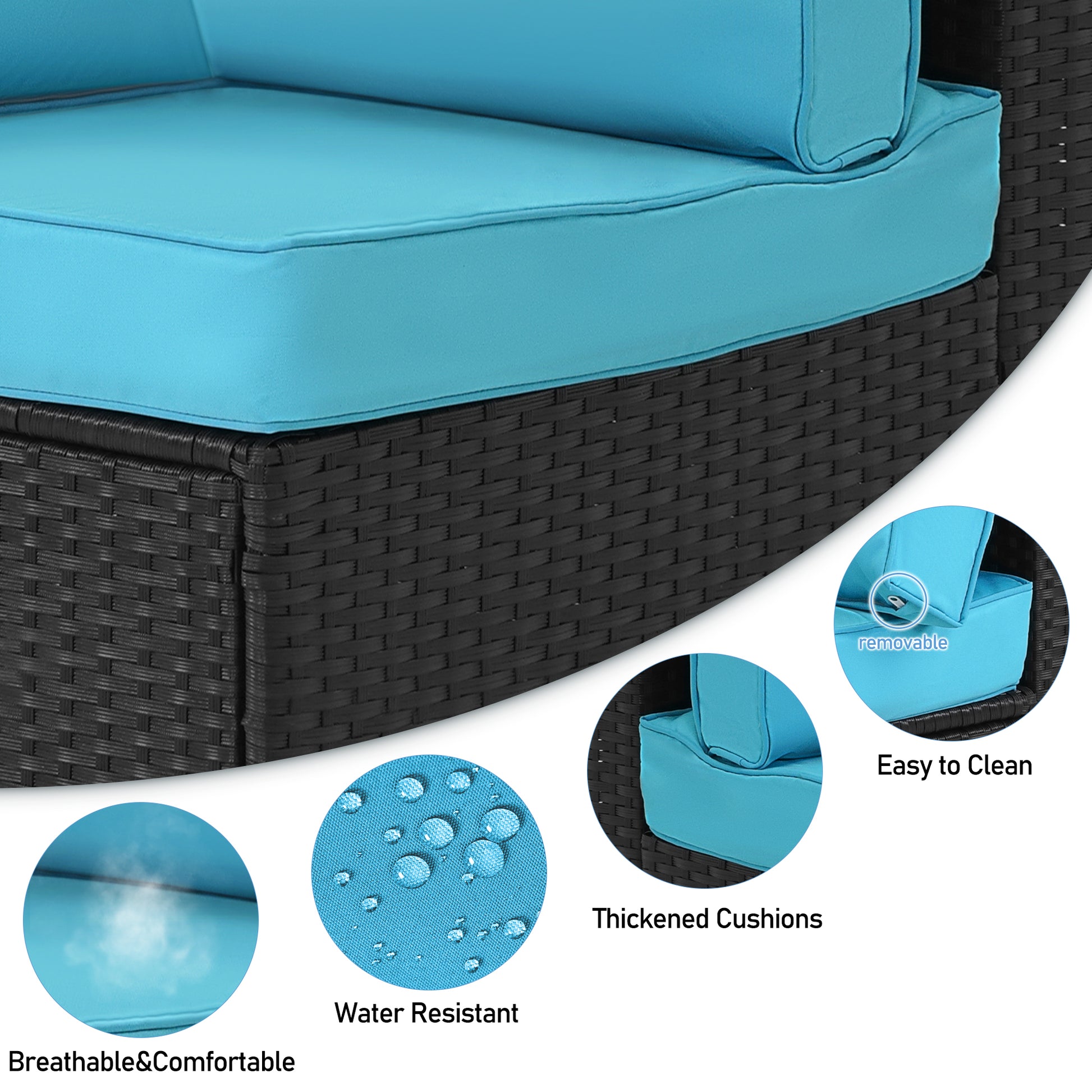 7 Piece Outdoor Pe Wicker Furniture Set, Patio Black Rattan Sectional Sofa Couch With Washable Cushions Yes Deep Seating Black Seats 6 Weather Resistant Frame Fade Resistant Cushion Garden & Outdoor Classic Multiple Chairs Seating Group Polyester Pe