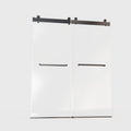 56 60 Inches W *76 Inches H Frameless Double Sliding Soft Close Shower Door In Matte Black,3 8 Inches 10Mm Thick Sgcc Tempered Glass Door Black Glass Metal