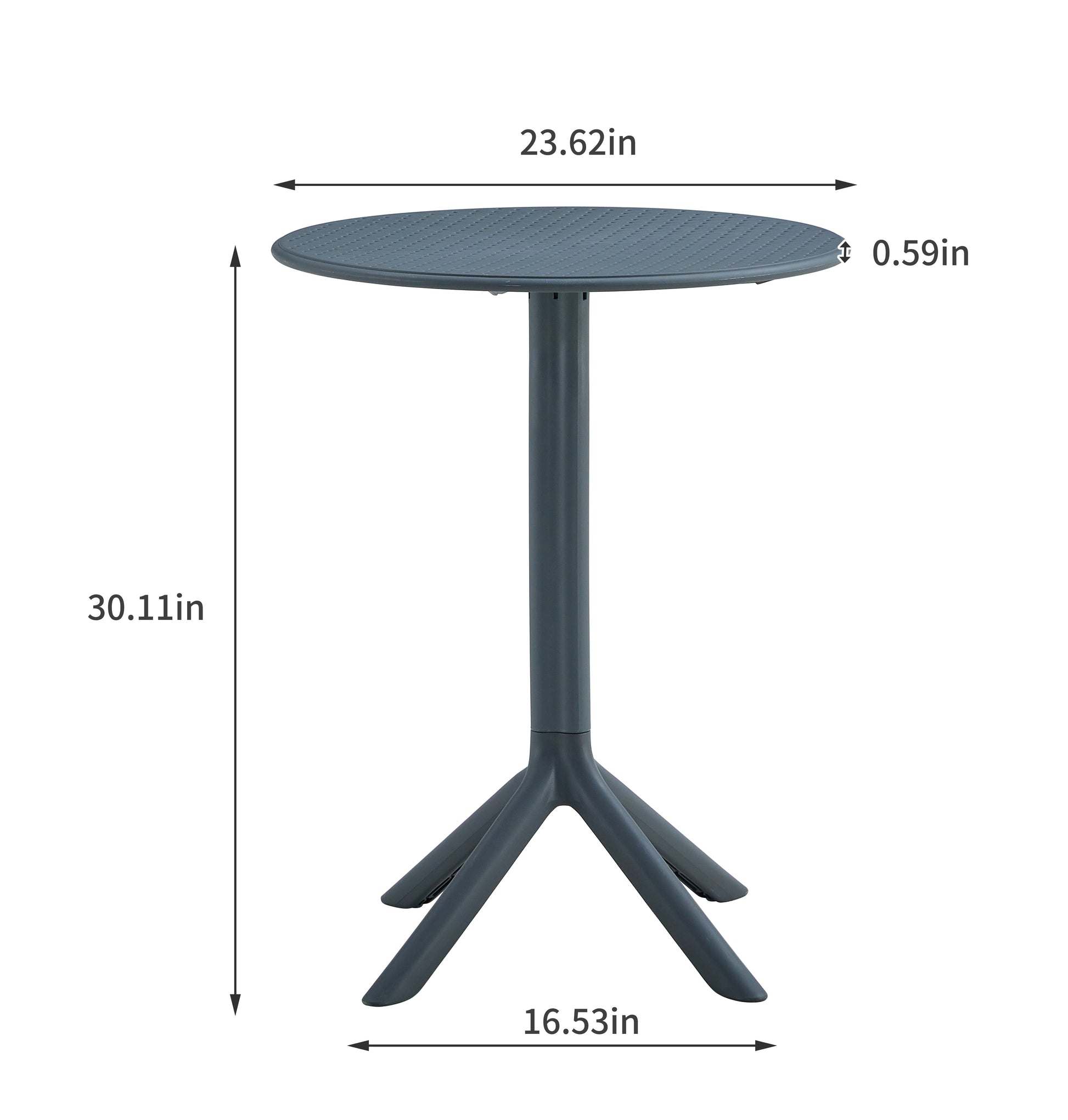 3 Piece Plastic Arm Chair Bistro Grs Premium Ocean Plastic, Charcoal Charcoal Plastic