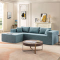 L Shape Modular Sectional Living Room Sofa Set Upholstered Sleeper Sofa For Living Room,16.53 Inch Cushion Heightening, 2 Pc Free Combination Sofa For Apartment Blue Lime Green Fabric 3 Seat