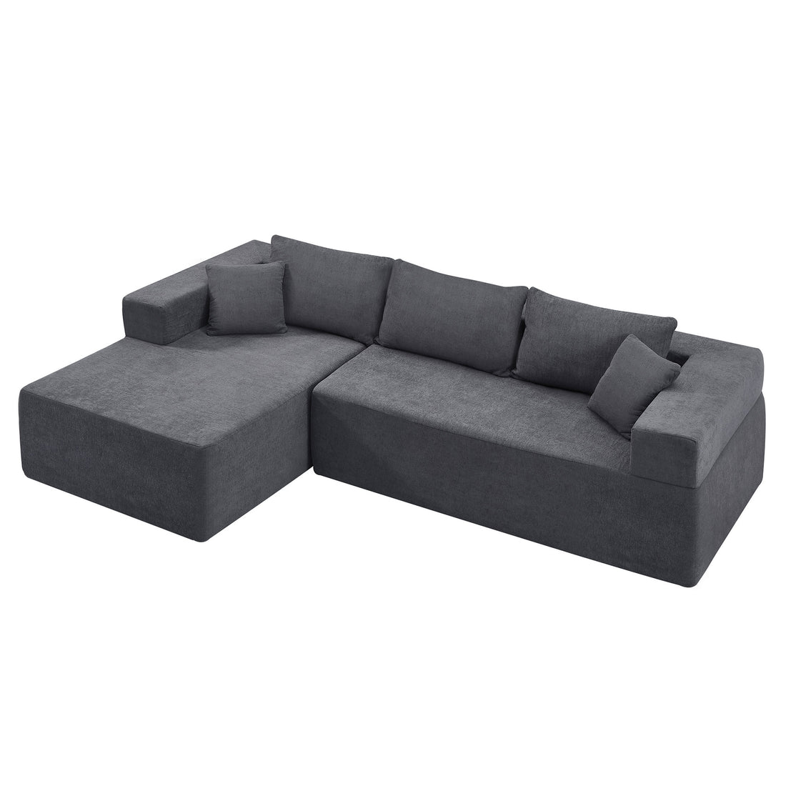 L Shape Modular Sectional Living Room Sofa Set Upholstered Sleeper Sofa For Living Room,16.53 Inch Cushion Heightening, 2 Pc Free Combination,Grey Grey Fabric 3 Seat