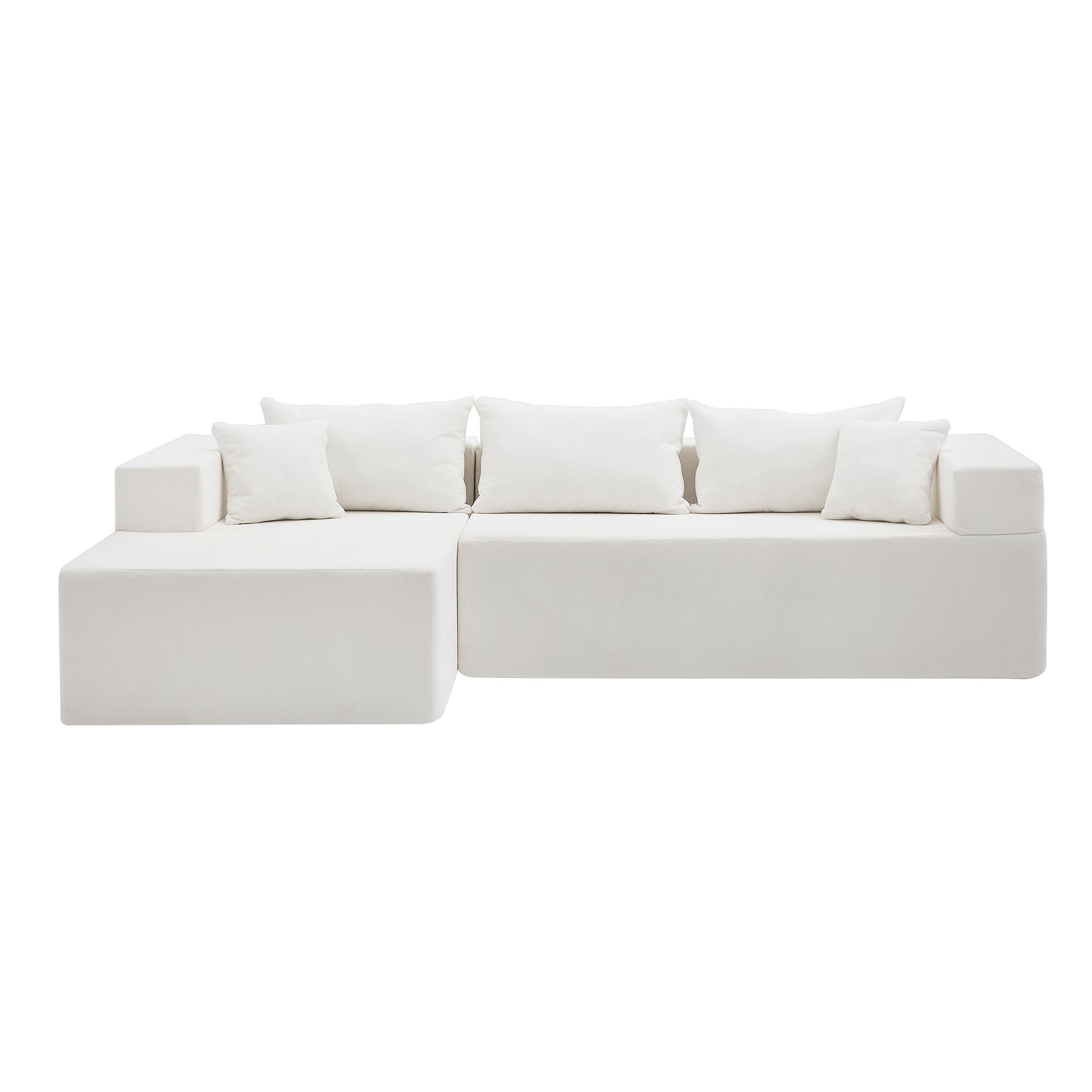 L Shape Modular Sectional Living Room Sofa Set Upholstered Sleeper Sofa For Living Room,16.53 Inch Cushion Heightening, 2 Pc Free Combination.Beige Beige Fabric 3 Seat