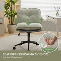 Oversize Seat Cirss Cross Chair With Wheels, Elegant Design Computer Chair, Adjustable Height 360 Rolling Swivel Home Office Chair For Small Space, Dressing Room, Living Room Gray Green Gray Primary Living Space Casual Foam Pu Leather