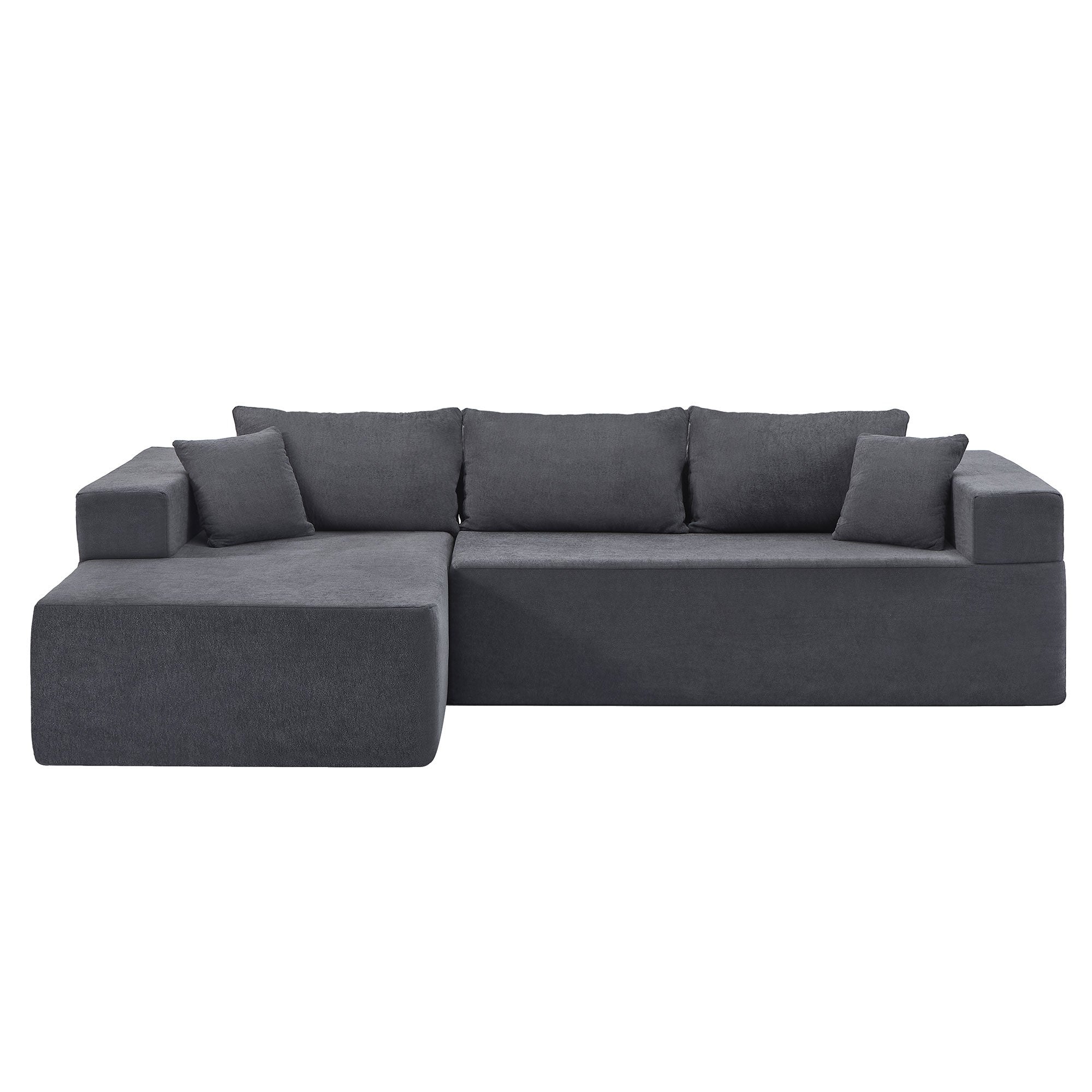 L Shape Modular Sectional Living Room Sofa Set Upholstered Sleeper Sofa For Living Room,16.53 Inch Cushion Heightening, 2 Pc Free Combination,Grey Grey Fabric 3 Seat