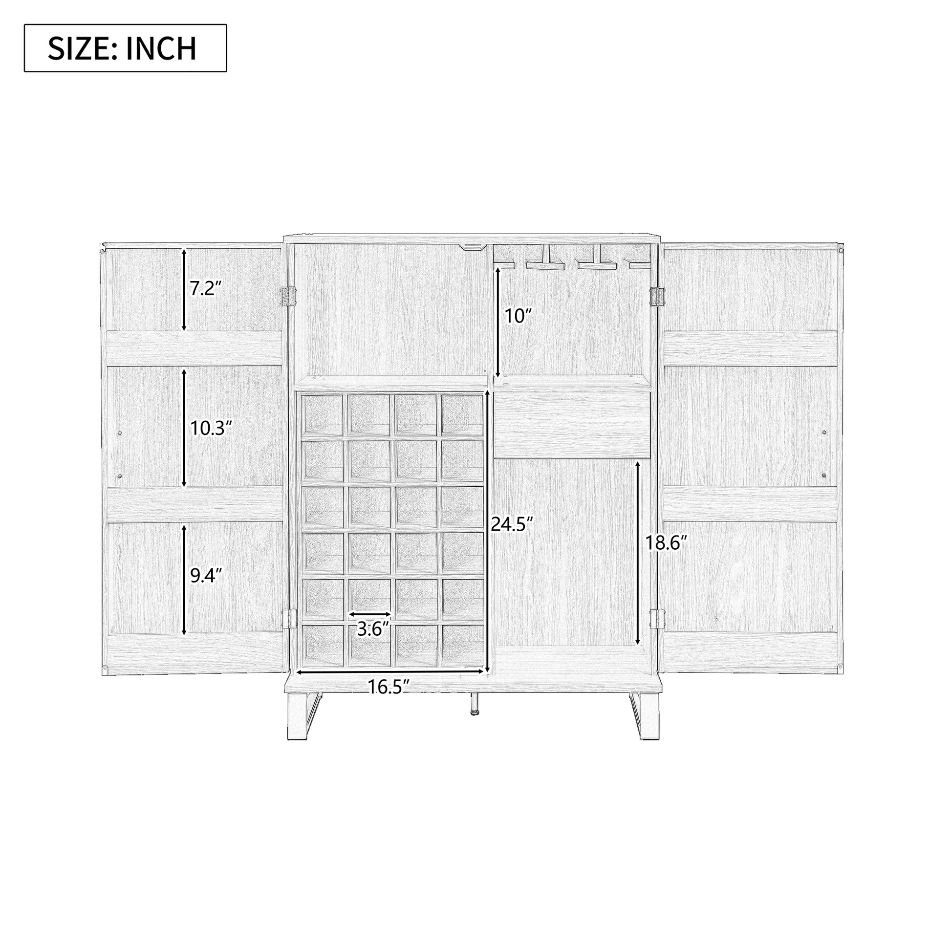 42.5" Modern Home Bar Cabinet Carved Wine Cabinet With Storage Natural Dining Room Contemporary Mdf