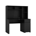 Computer Desk With Hutch & Bookshelf,Wood Executive Desk Teens Student Desk Writing Laptop Home Office Desk With Drawers,3 Ac Outlets And 2 Usb Charging Ports,Study Laptop Table For Home Black Black Mdf