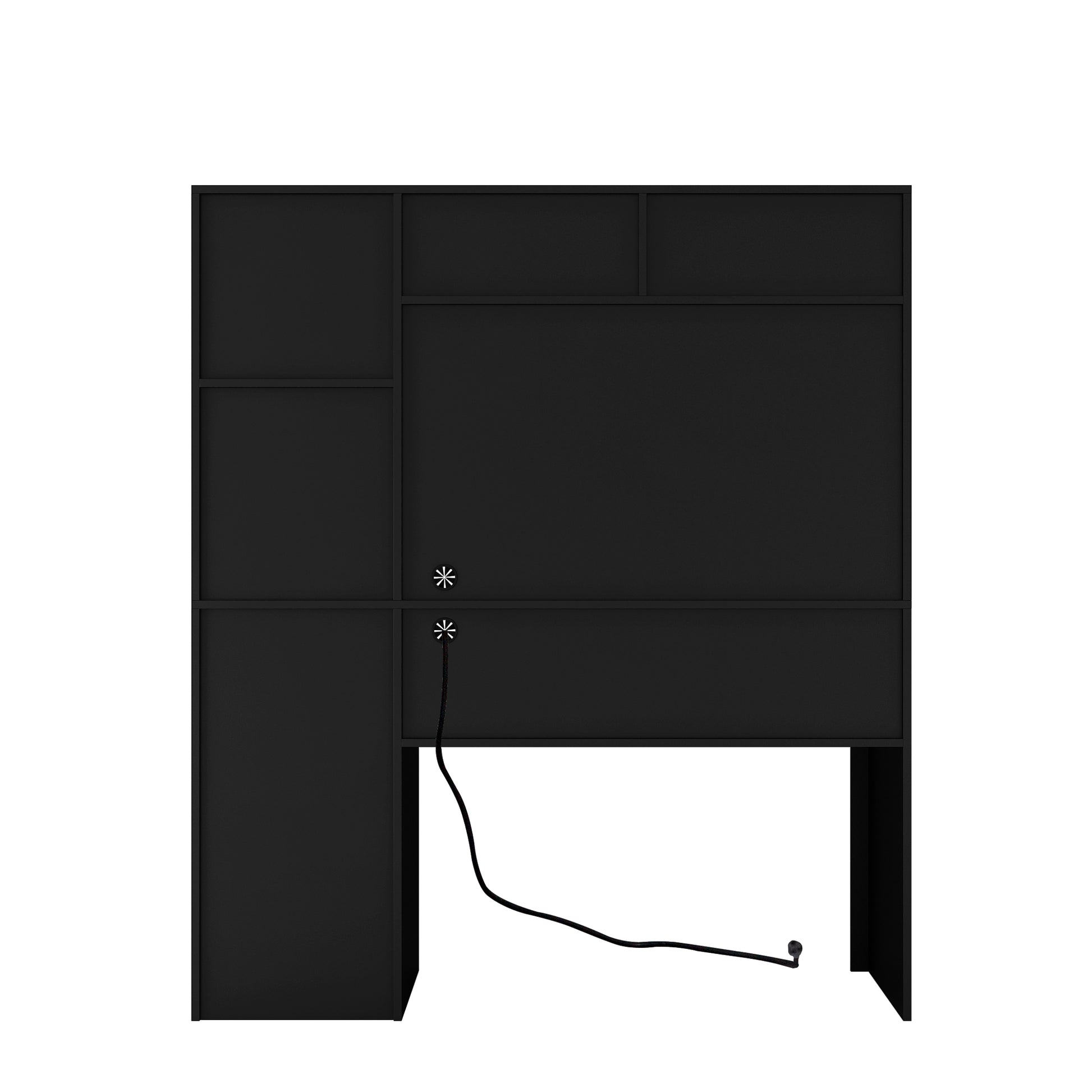 Computer Desk With Hutch & Bookshelf,Wood Executive Desk Teens Student Desk Writing Laptop Home Office Desk With Drawers,3 Ac Outlets And 2 Usb Charging Ports,Study Laptop Table For Home Black Black Mdf