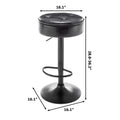 Round Storage Bar Stool Set Of 2, Black Faux Leather Height Adjustable Barstool, 360 Counter Height Swivel Stool, Armless Bar Chair With Metal Frame For Kitchen Counter Dining Living Room Black Set Of 2 Foam Pu Leather