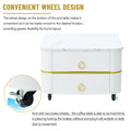 2 In 1 Square Nesting Coffee Table With Wheels & Drawers, Stackable Side Table With High Gloss Marble Grain Top, End Table Set With Brown Tempered Glass For Living Room, White White Gold Primary Living Space Drawers Square Mdf Steel