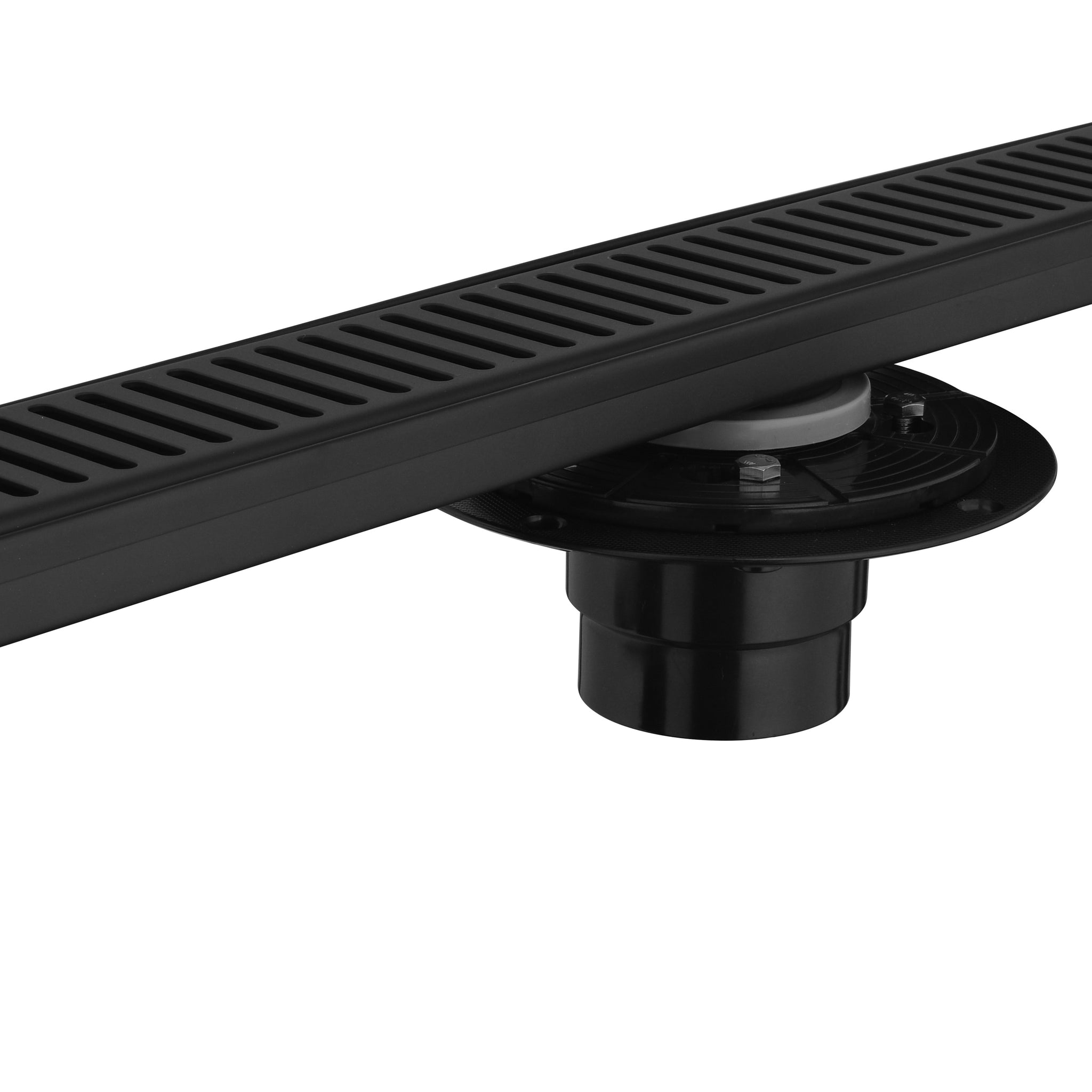 24 Inches Linear Shower Drain With Removable Capsule Pattern Grate, 304 Stainless Shower Drain Included Hair Strainer And Leveling Feet, Flange Matte Black Stainless Steel