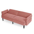 Velvet Futon Couch Convertible Folding Sofa Bed Tufted Couch With Adjustable Armrests For Apartment Pink Velvet Metal Medium Soft Split Back Eucalyptus Square Arms Foam 3 Seat