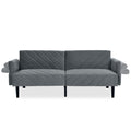 Velvet Futon Couch Convertible Folding Sofa Bed Tufted Couch With Adjustable Armrests For Apartment Grey Velvet Metal Primary Living Space Split Back Eucalyptus Square Arms Foam 3 Seat