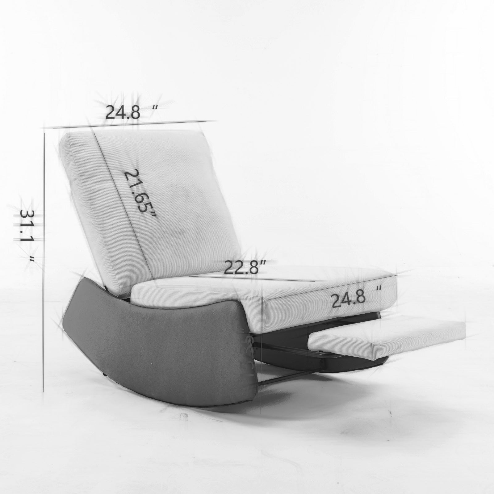 Modern Rocking Chair Recliner, Comfy Rocker Nursery Chair With Footrest, Accent Reading Chair, Upholstered Lounge Chair For Relaxing, Resting,Soft Padded Rocker For Indoor Living Room Bedroom,Gray Gray Beige Bathroom Foam Pu