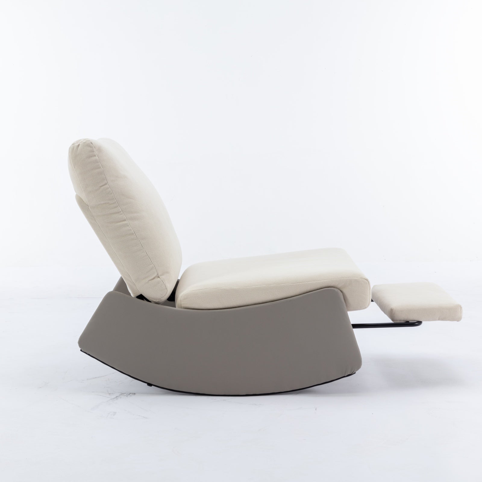 Modern Rocking Chair Recliner, Comfy Rocker Nursery Chair With Footrest, Accent Reading Chair, Upholstered Lounge Chair For Relaxing, Resting,Soft Padded Rocker For Indoor Living Room Bedroom,Gray Gray Beige Bathroom Foam Pu