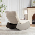 Modern Rocking Chair Recliner, Comfy Rocker Nursery Chair With Footrest, Accent Reading Chair, Upholstered Lounge Chair For Relaxing, Resting,Soft Padded Rocker For Indoor Living Room Bedroom,Gray Gray Beige Bathroom Foam Pu