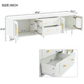 Retro Design Tv Stand With Fluted Glass Doors For Tvs Up To 78'', Practical Media Console With 2 Drawers And Cabinets, Elegant Entertainment Center For Living Room, White White Primary Living Space 70 79 Inches 70 79 Inches Particle Board