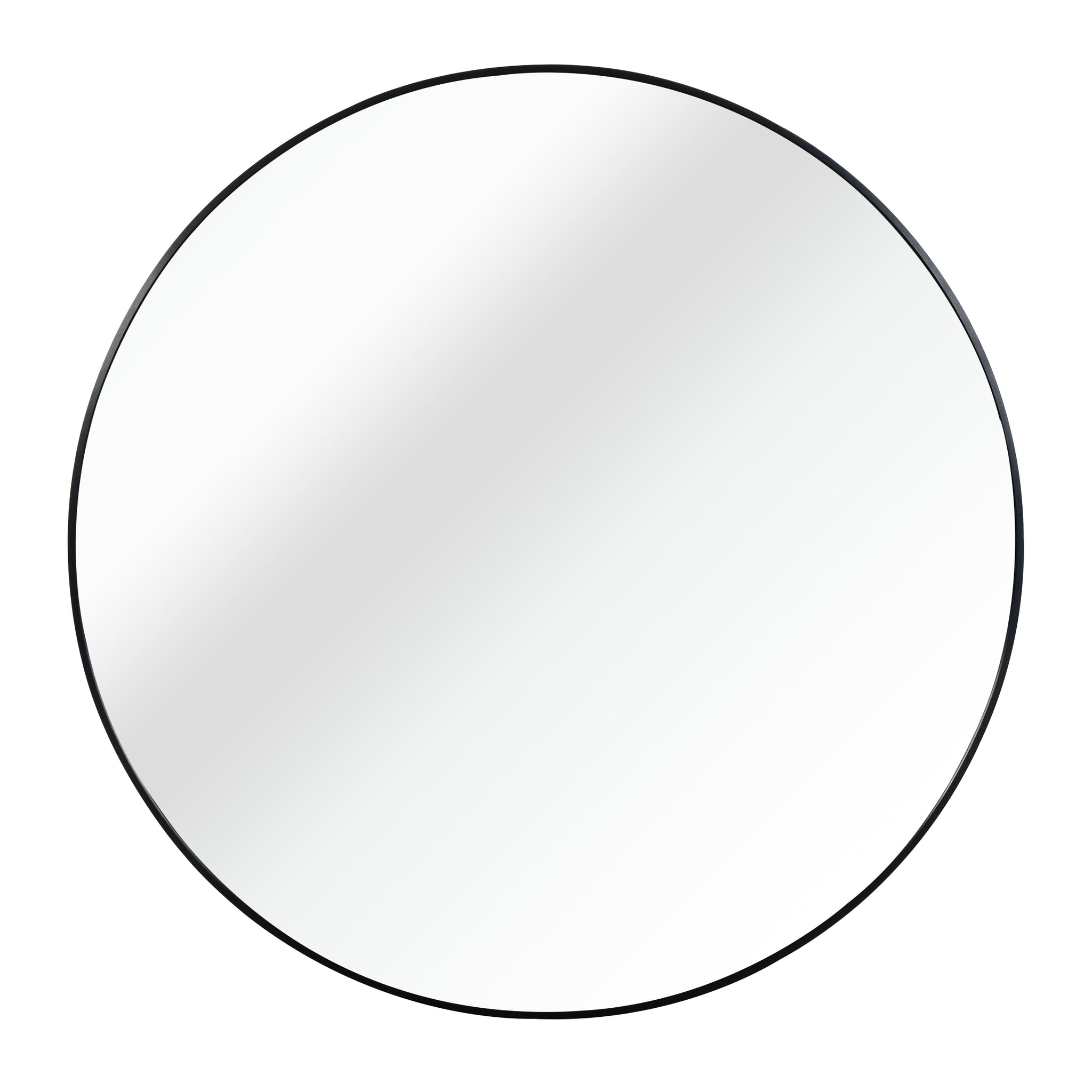 Black 32 Inch Metal Round Bathroom Mirror Black Classic Mdf Glass Aluminium Alloy