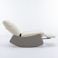 Modern Rocking Chair Recliner, Comfy Rocker Nursery Chair With Footrest, Accent Reading Chair, Upholstered Lounge Chair For Relaxing, Resting,Soft Padded Rocker For Indoor Living Room Bedroom,Gray Gray Beige Bathroom Foam Pu