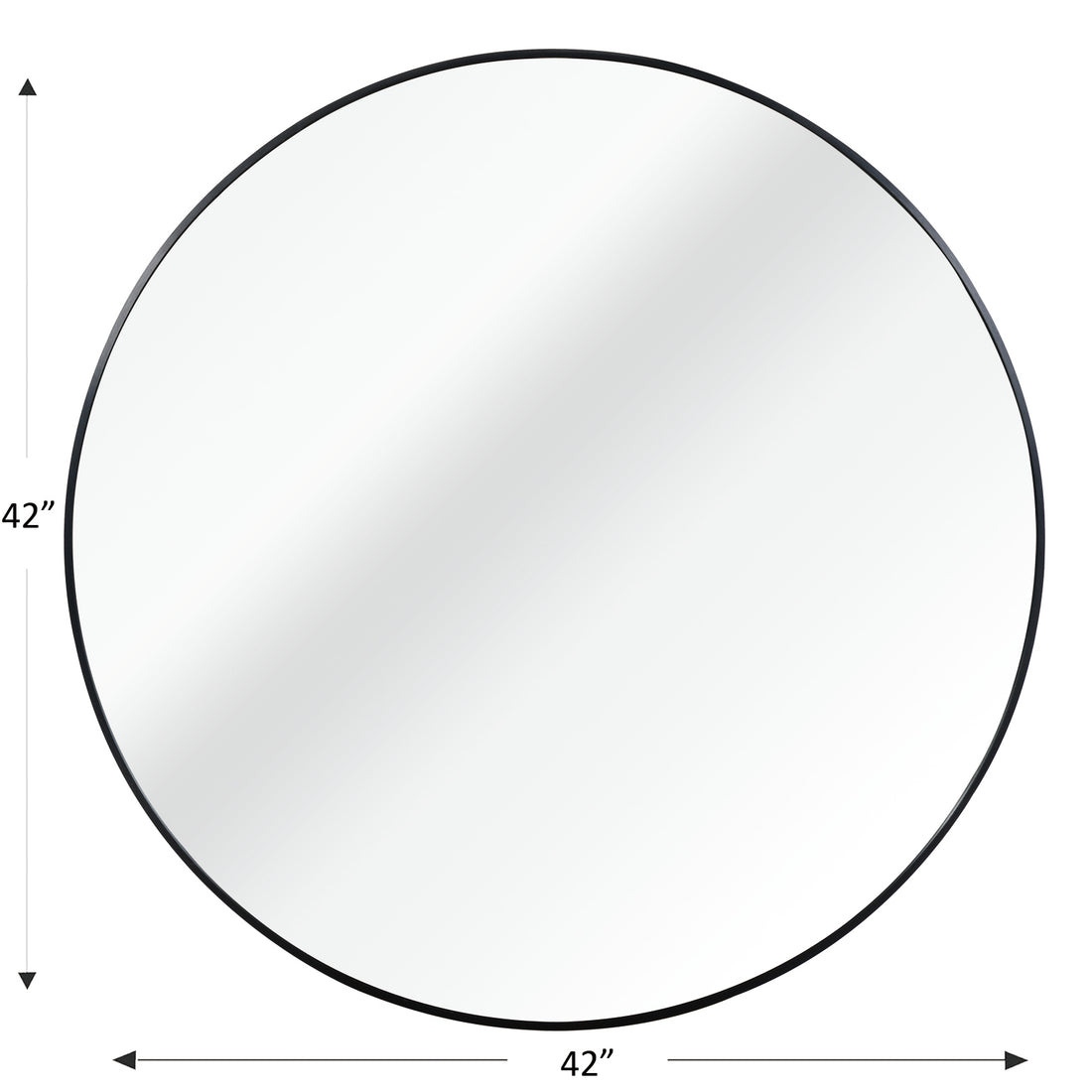 Black 42 Inch Metal Round Bathroom Mirror Black Classic Mdf Glass Aluminium