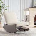 Modern Rocking Chair Recliner, Comfy Rocker Nursery Chair With Footrest, Accent Reading Chair, Upholstered Lounge Chair For Relaxing, Resting,Soft Padded Rocker For Indoor Living Room Bedroom,Gray Gray Beige Bathroom Foam Pu