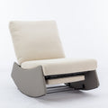 Modern Rocking Chair Recliner, Comfy Rocker Nursery Chair With Footrest, Accent Reading Chair, Upholstered Lounge Chair For Relaxing, Resting,Soft Padded Rocker For Indoor Living Room Bedroom,Gray Gray Beige Bathroom Foam Pu