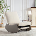 Modern Rocking Chair Recliner, Comfy Rocker Nursery Chair With Footrest, Accent Reading Chair, Upholstered Lounge Chair For Relaxing, Resting,Soft Padded Rocker For Indoor Living Room Bedroom,Gray Gray Beige Bathroom Foam Pu