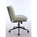 Oversize Seat Cirss Cross Chair With Wheels, Elegant Design Computer Chair, Adjustable Height 360 Rolling Swivel Home Office Chair For Small Space, Dressing Room, Living Room Gray Green Gray Primary Living Space Casual Foam Pu Leather